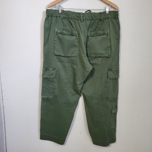 NWT FREE PEOPLE Women's XL Tahiti Kelp Green Low Rise Slouchy Ankle Cargo Pants - Picture 8 of 16